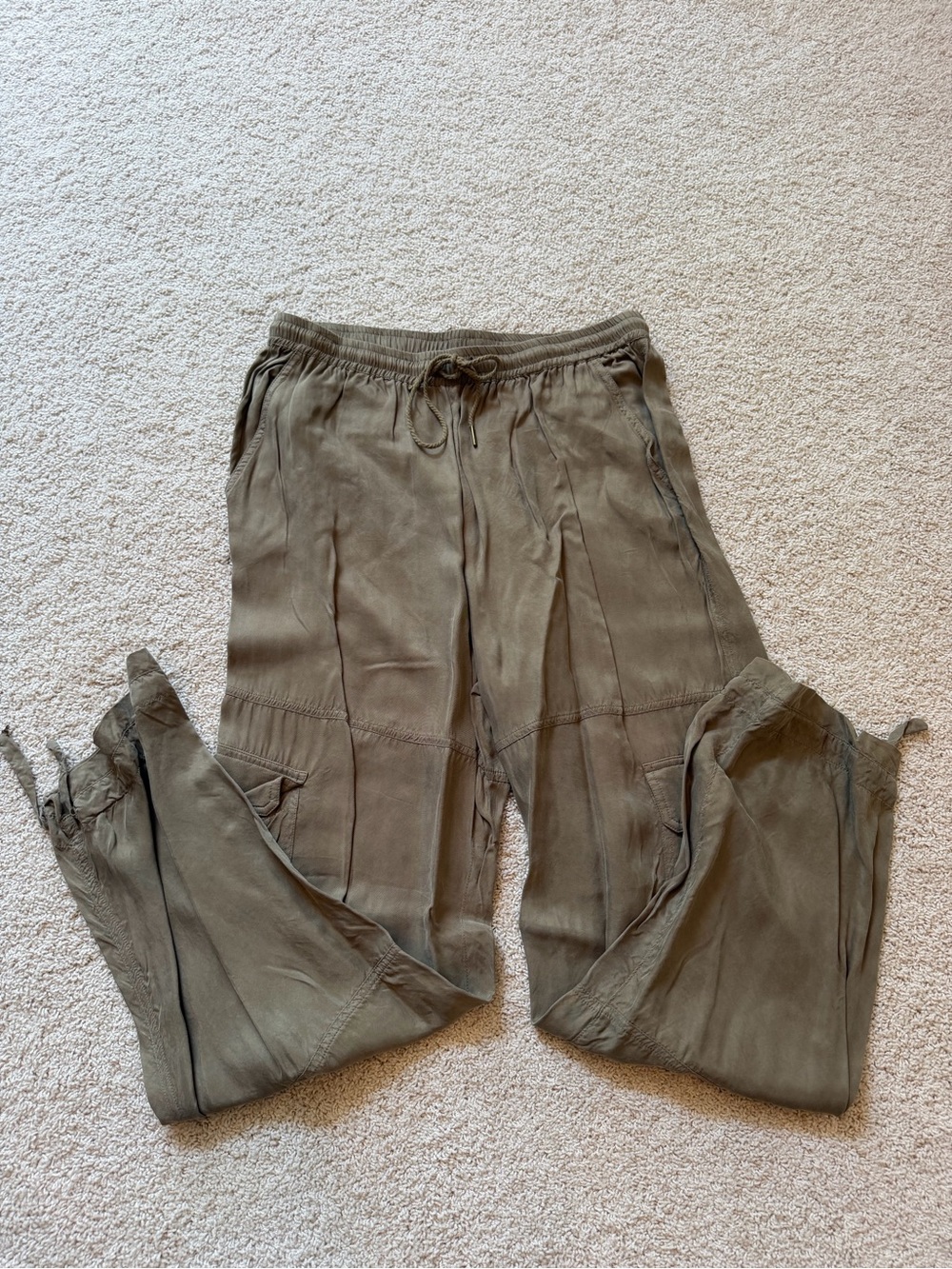 Olive Green Drawstring Casual Pants